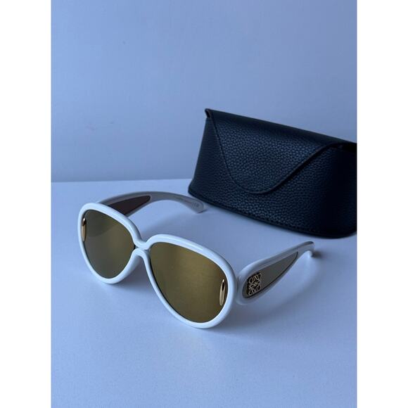 NEW Loewe LW40132I Sunglasses in White Gold Mirror